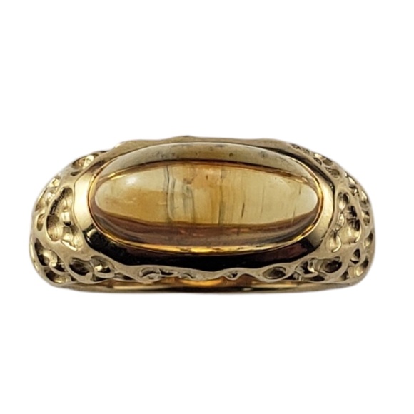 Manhattan 18 Karat Yellow Gold and Cabochon Citrine Ring Size 6.5 #20790 - Picture 1 of 9